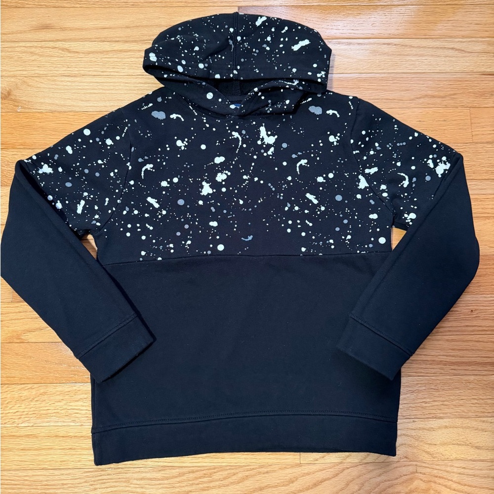 Univibe Black Crewneck Hoodie with White Paint-Splatter